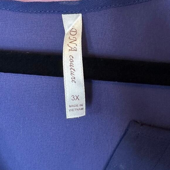 DNA Couture Sheer Chiffon V-neck Tank Top Tunic Navy Blue Size 3x - Picture 4 of 5